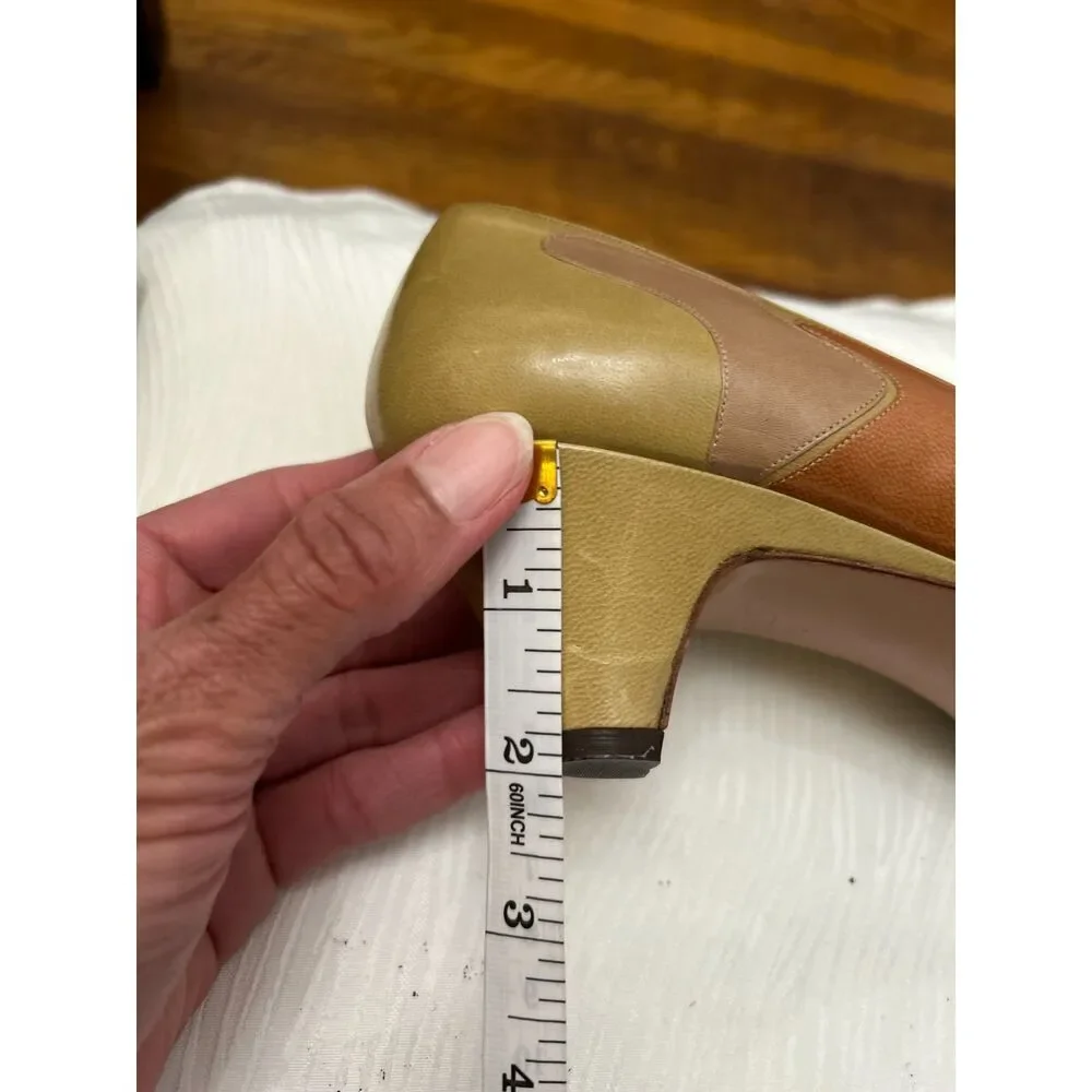 Vintage BALLY Low Cone Heel Multicolor Closed Toe Patchwork Leather Pumps - Picture 4 of 8